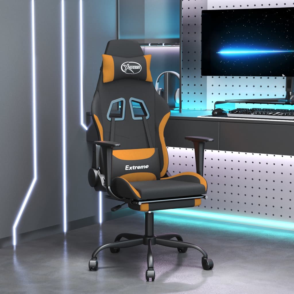 vidaXL Gamestoel stof zwart en crème