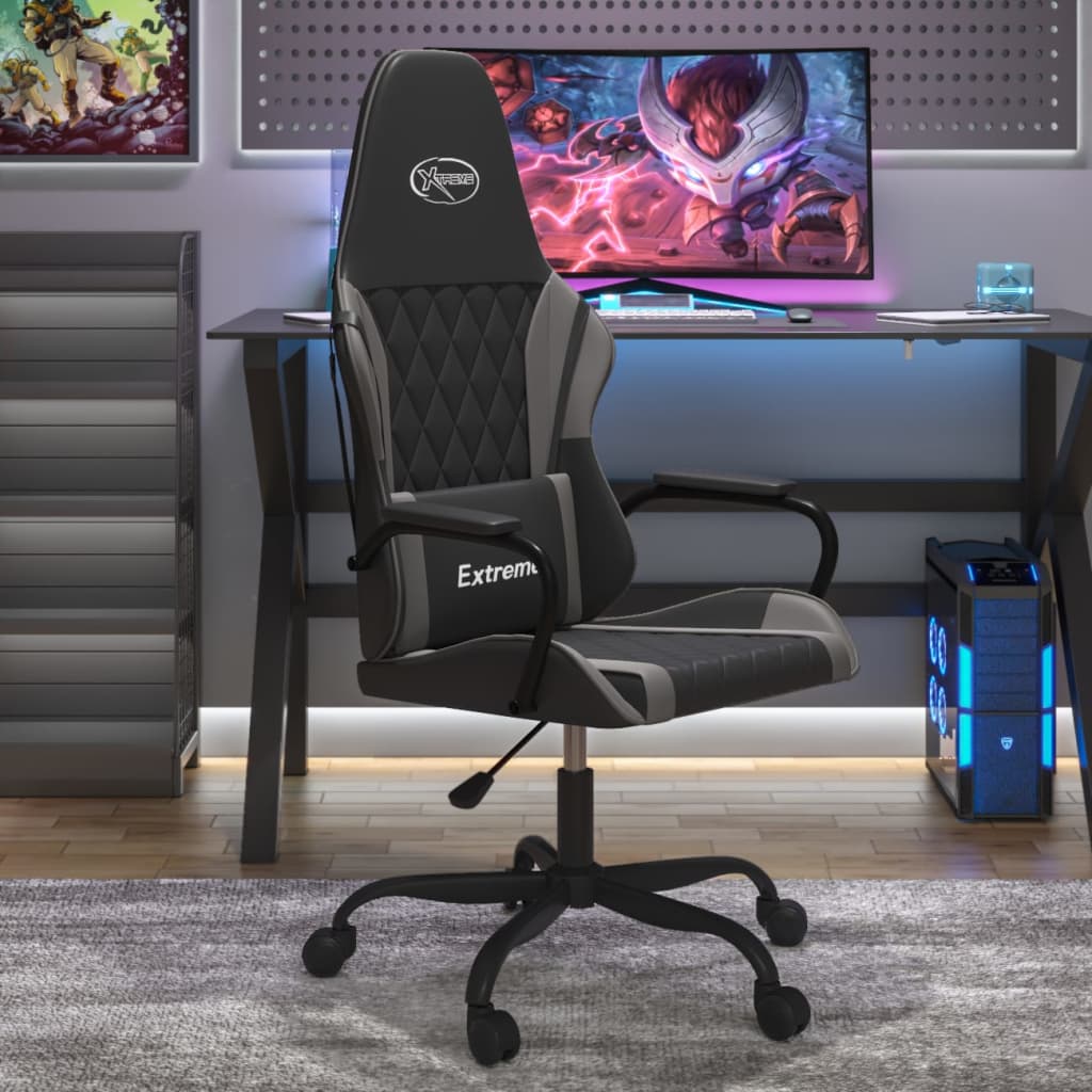 vidaXL Gamestoel kunstleer zwart en blauw