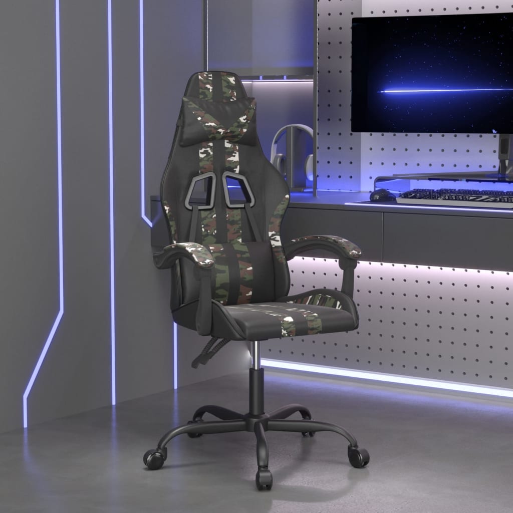 vidaXL Gamestoel kunstleer zwart en blauw