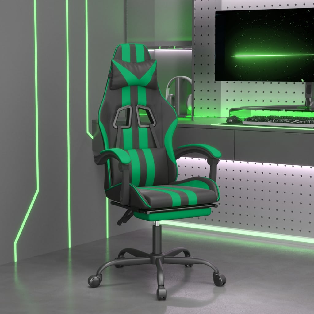 vidaXL Gamestoel kunstleer zwart en blauw
