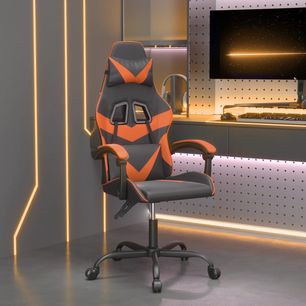 vidaXL Gamestoel kunstleer zwart en blauw