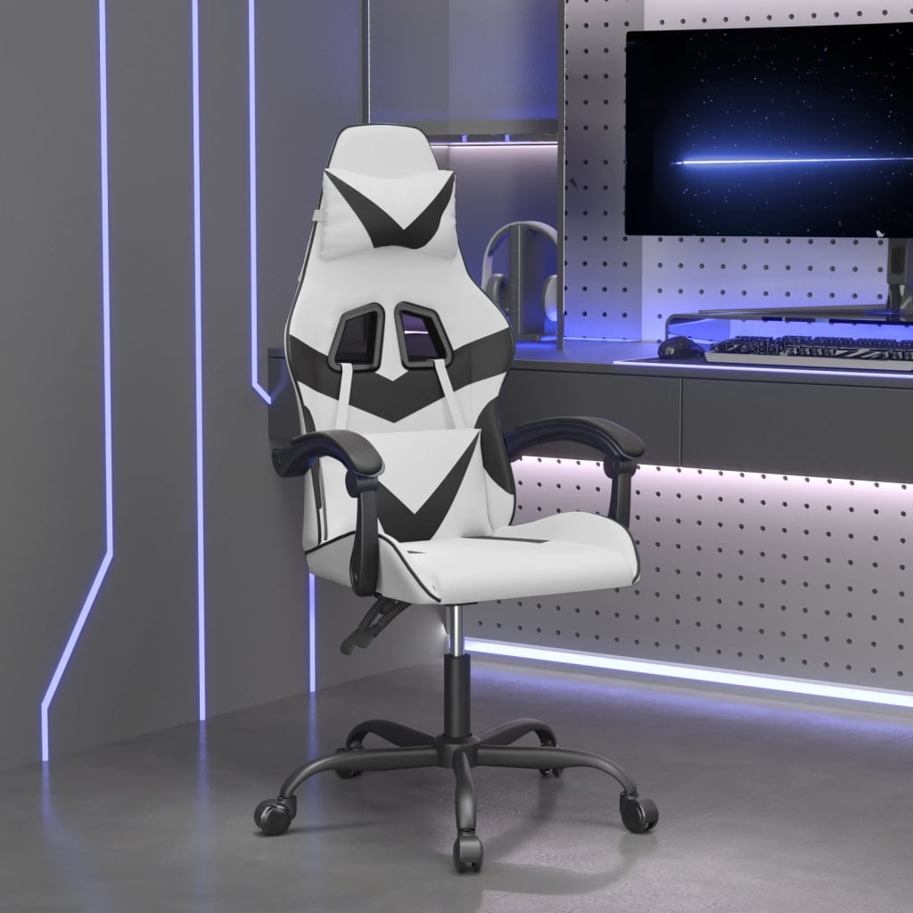 vidaXL Gamestoel kunstleer zwart en blauw
