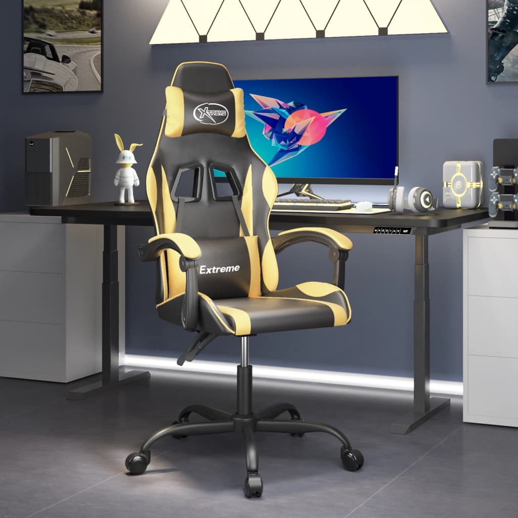 vidaXL Gamestoel kunstleer zwart en blauw