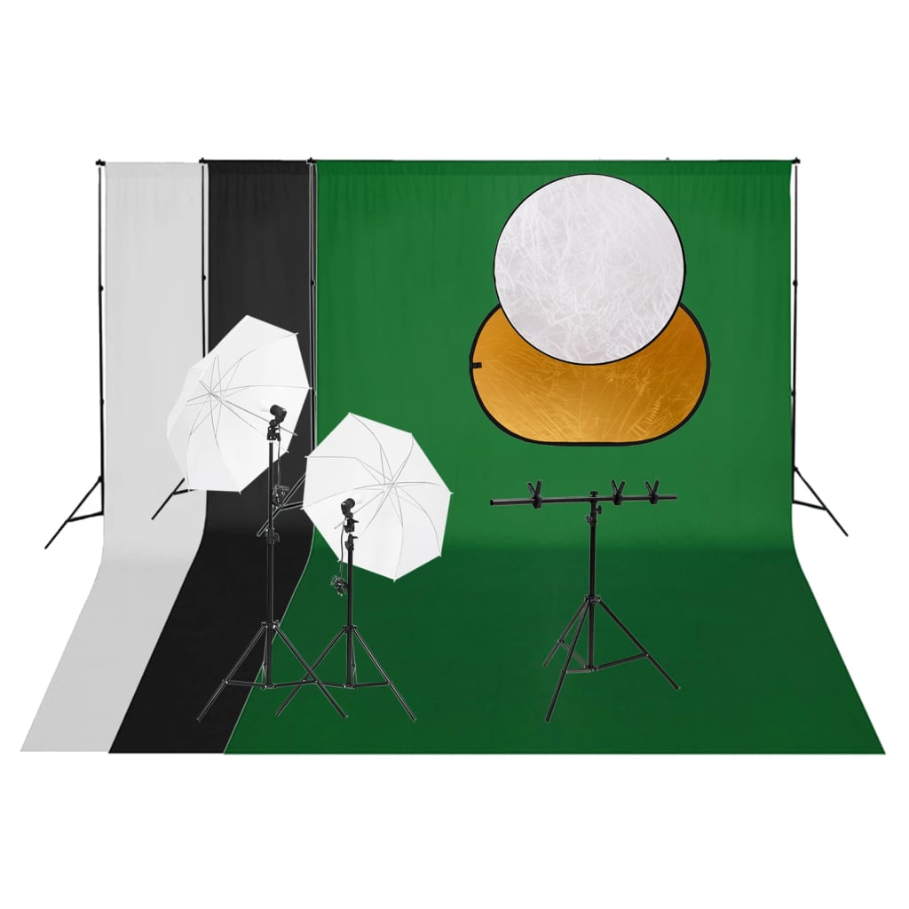 vidaXL Studio de photographie avec ensemble d'éclairage à côté d'un réflecteur