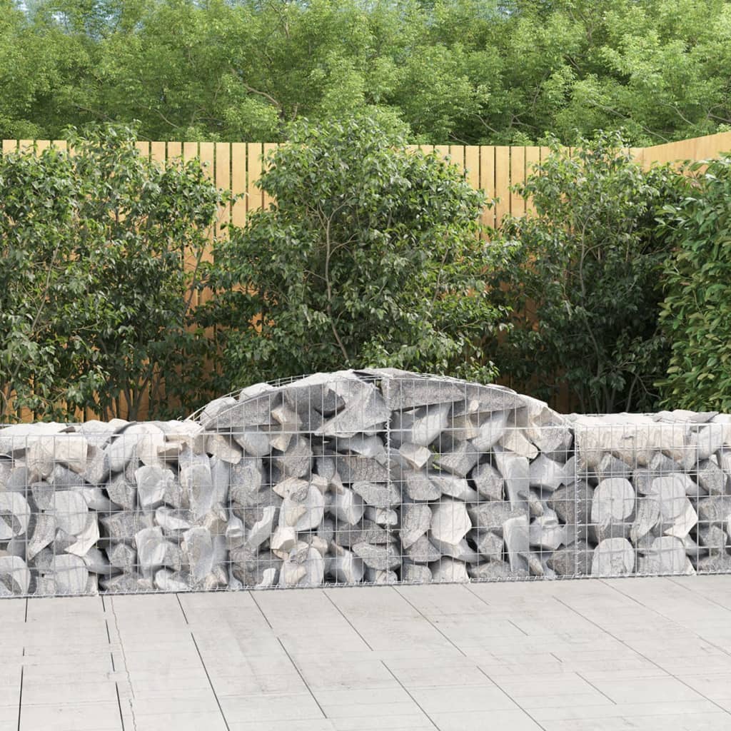 vidaXL Schanskorven 2 st gewelfd 200x30x40/60 cm gegalvaniseerd ijzer
