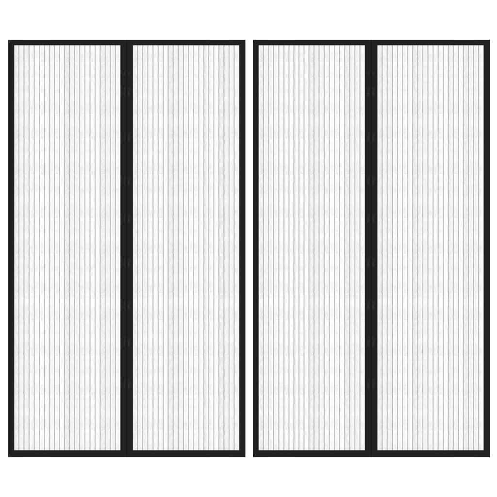 vidaXL Insectendeurgordijnen 2 st magnetisch 200x80 cm zwart