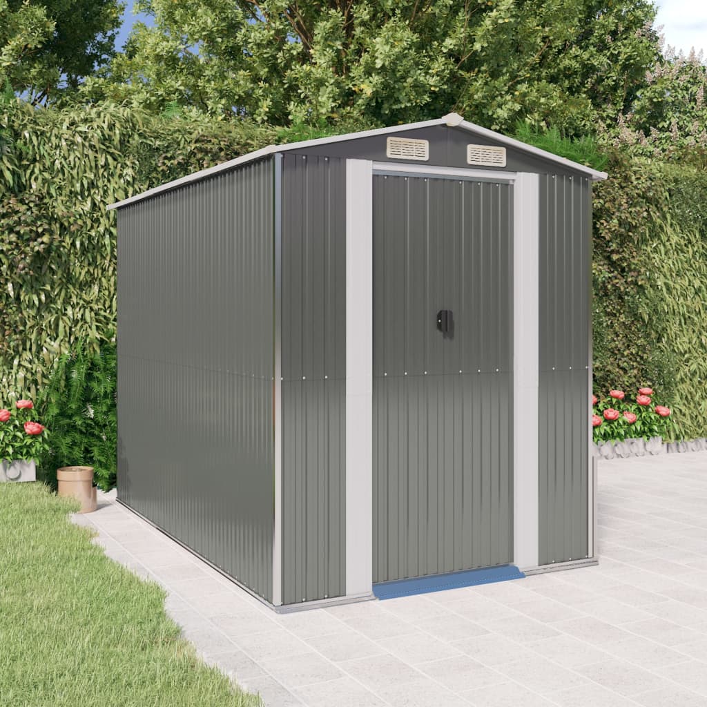 vidaXL Tuinschuur 192x191x223 cm gegalvaniseerd staal lichtgrijs