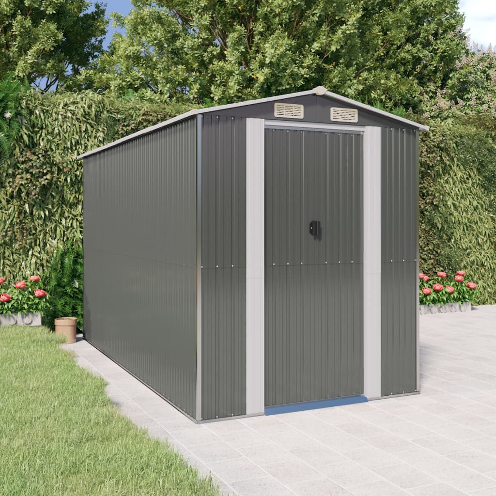 vidaXL Tuinschuur 192x191x223 cm gegalvaniseerd staal lichtgrijs
