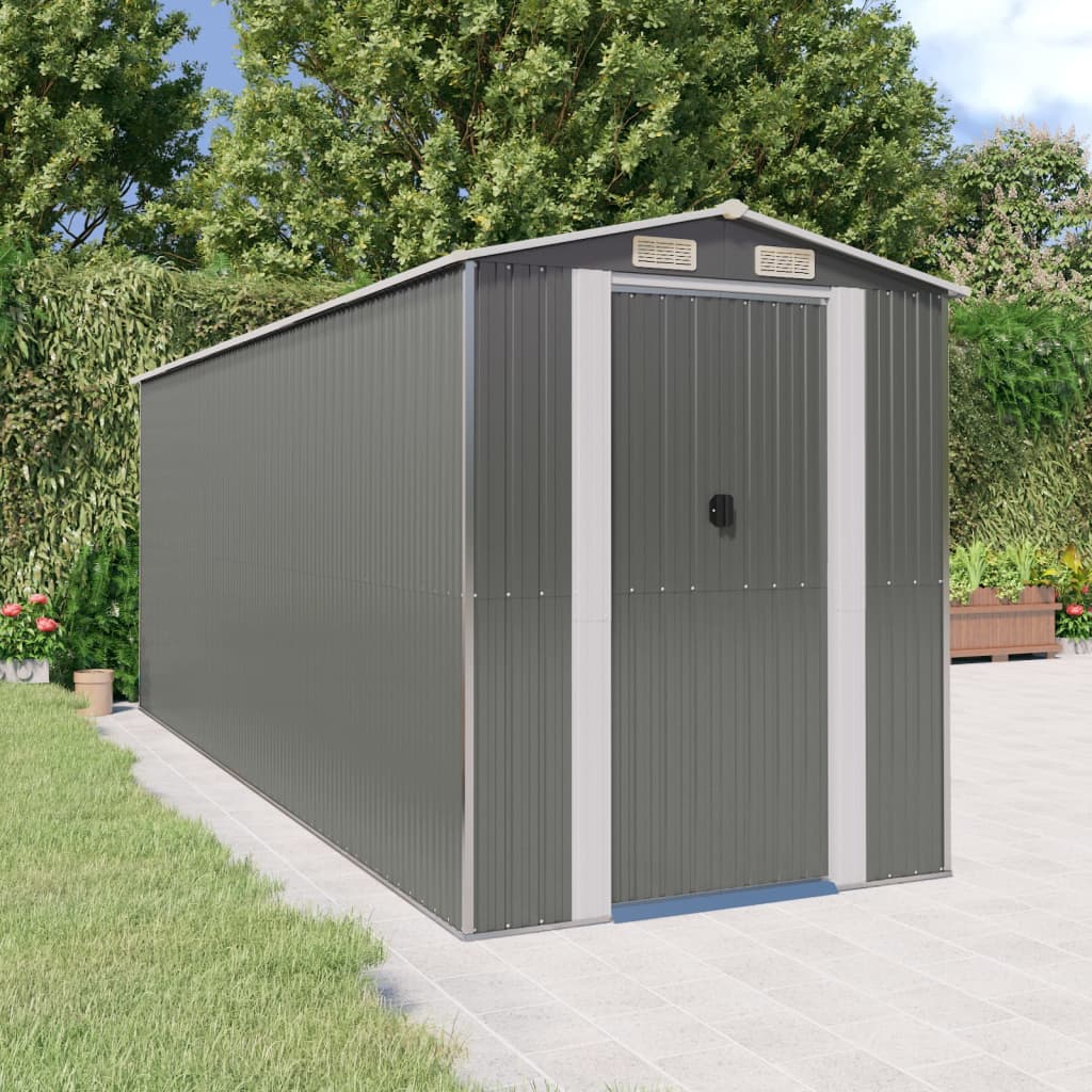 vidaXL Tuinschuur 192x191x223 cm gegalvaniseerd staal lichtgrijs
