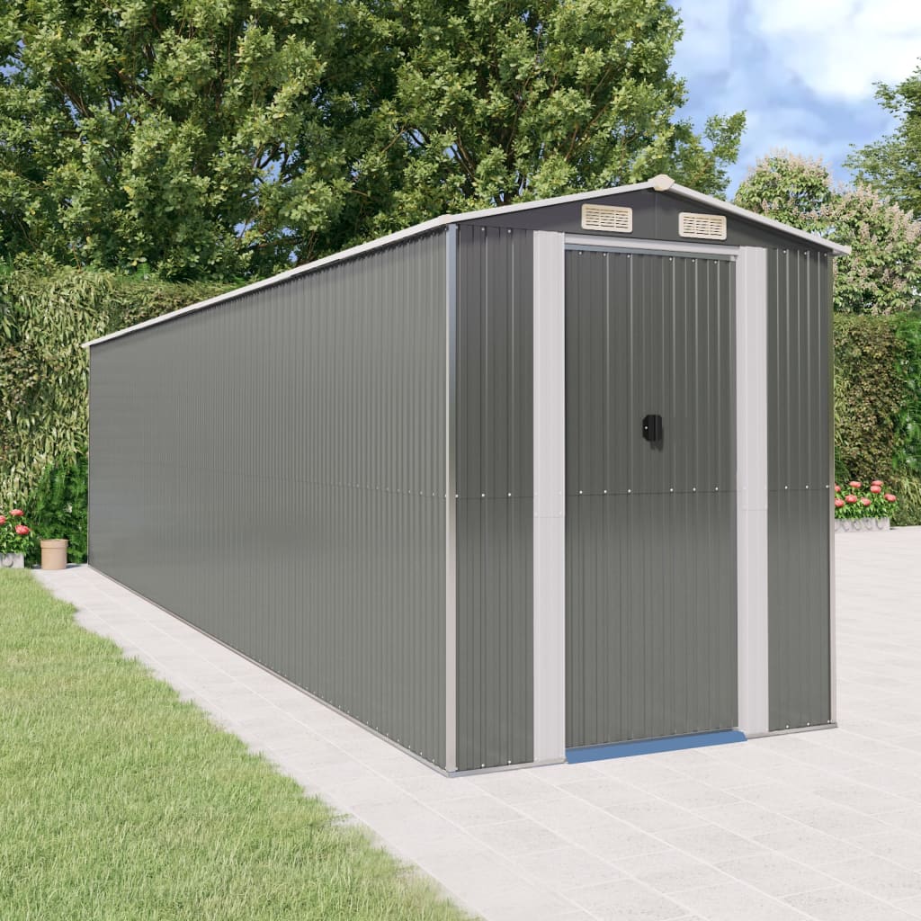 vidaXL Tuinschuur 192x191x223 cm gegalvaniseerd staal lichtgrijs