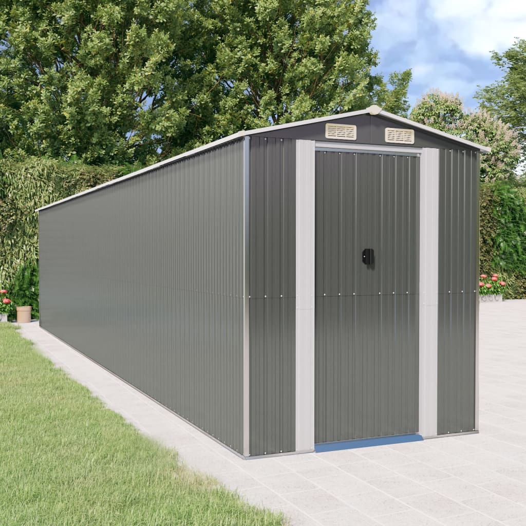 vidaXL Tuinschuur 192x191x223 cm gegalvaniseerd staal lichtgrijs