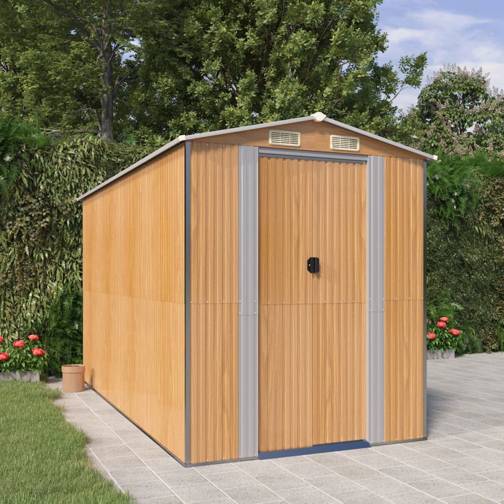 vidaXL Tuinschuur 192x191x223 cm gegalvaniseerd staal lichtbruin