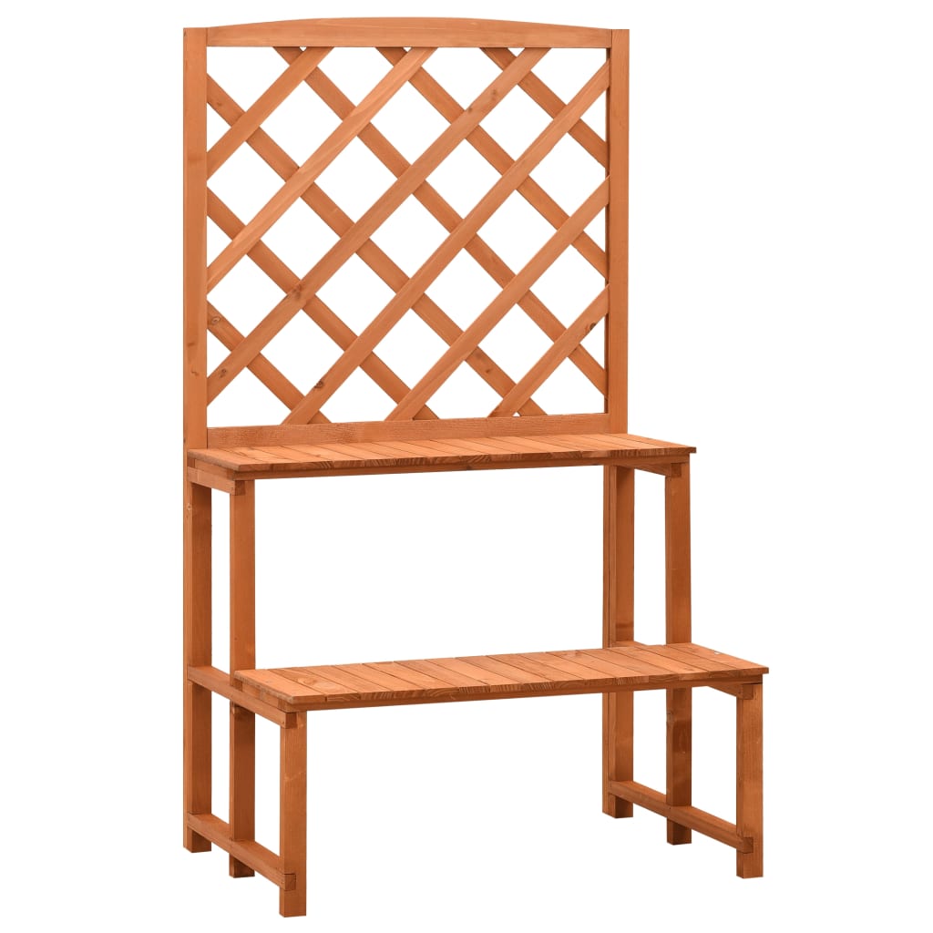 vidaXL Plant stand with trellis 70x42x120 cm solid spruce wood orange