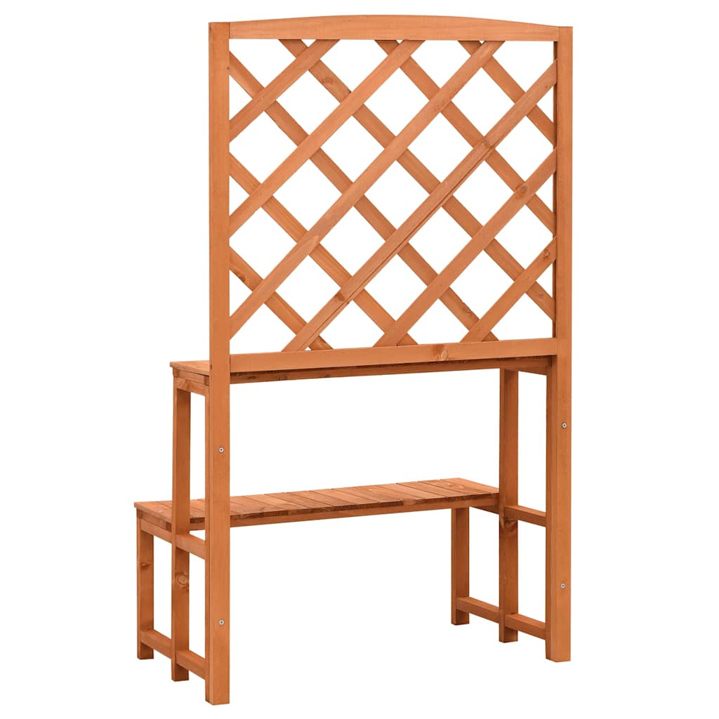 vidaXL Plant stand with trellis 70x42x120 cm solid spruce wood orange