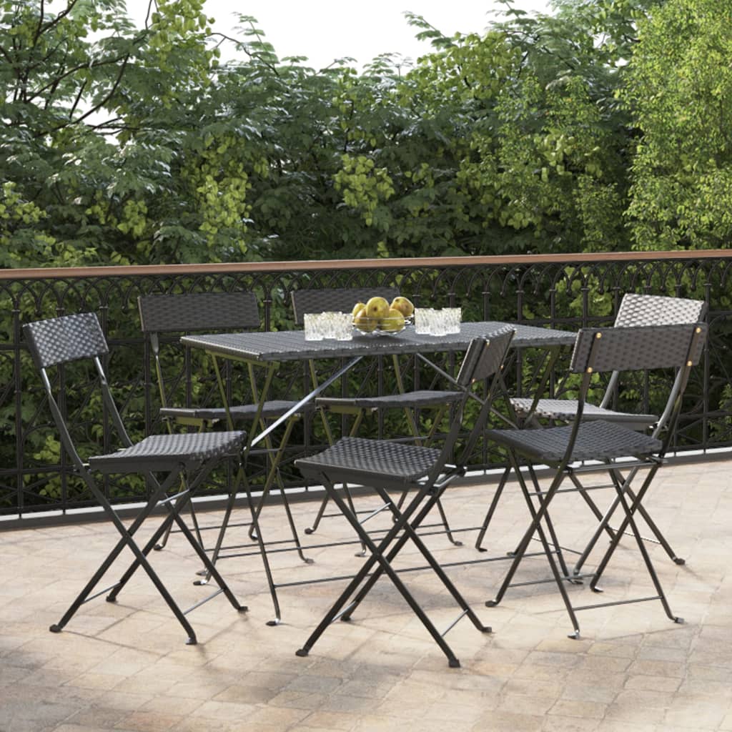 vidaXL Bistro Chairs 4 pcs foldable poly rattan and steel black