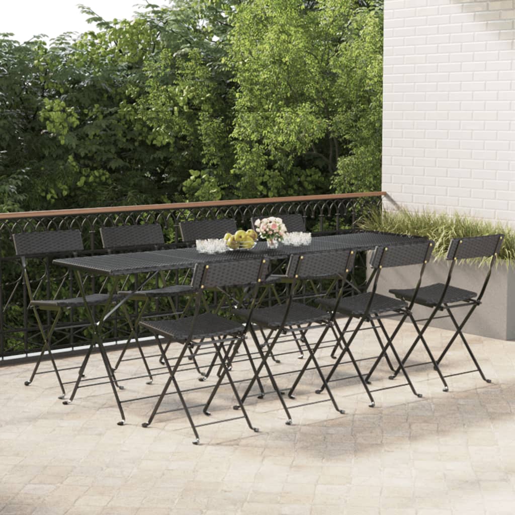 vidaXL Bistro Chairs 4 pcs foldable poly rattan and steel black