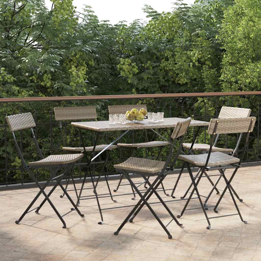 vidaXL Bistro Chairs 4 pcs foldable poly rattan and steel black
