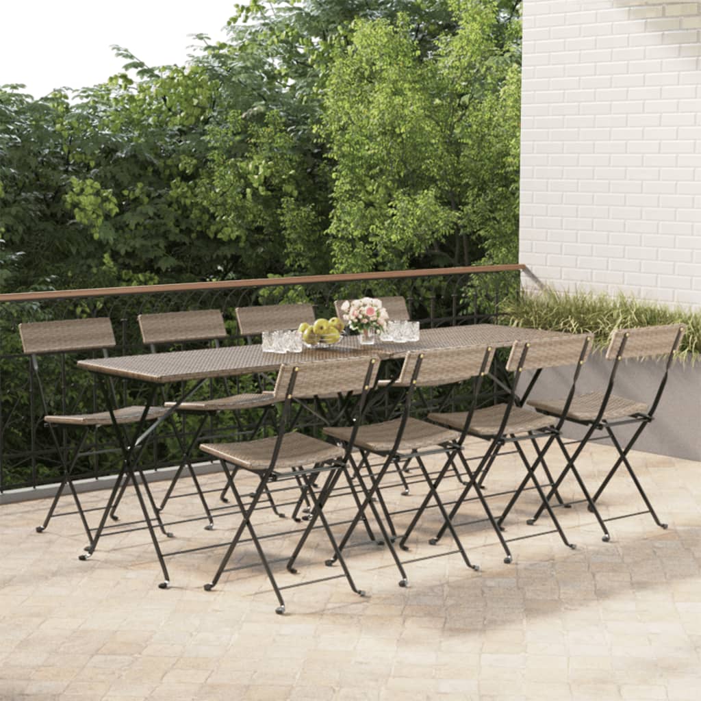 vidaXL Bistro Chairs 4 pcs foldable poly rattan and steel black