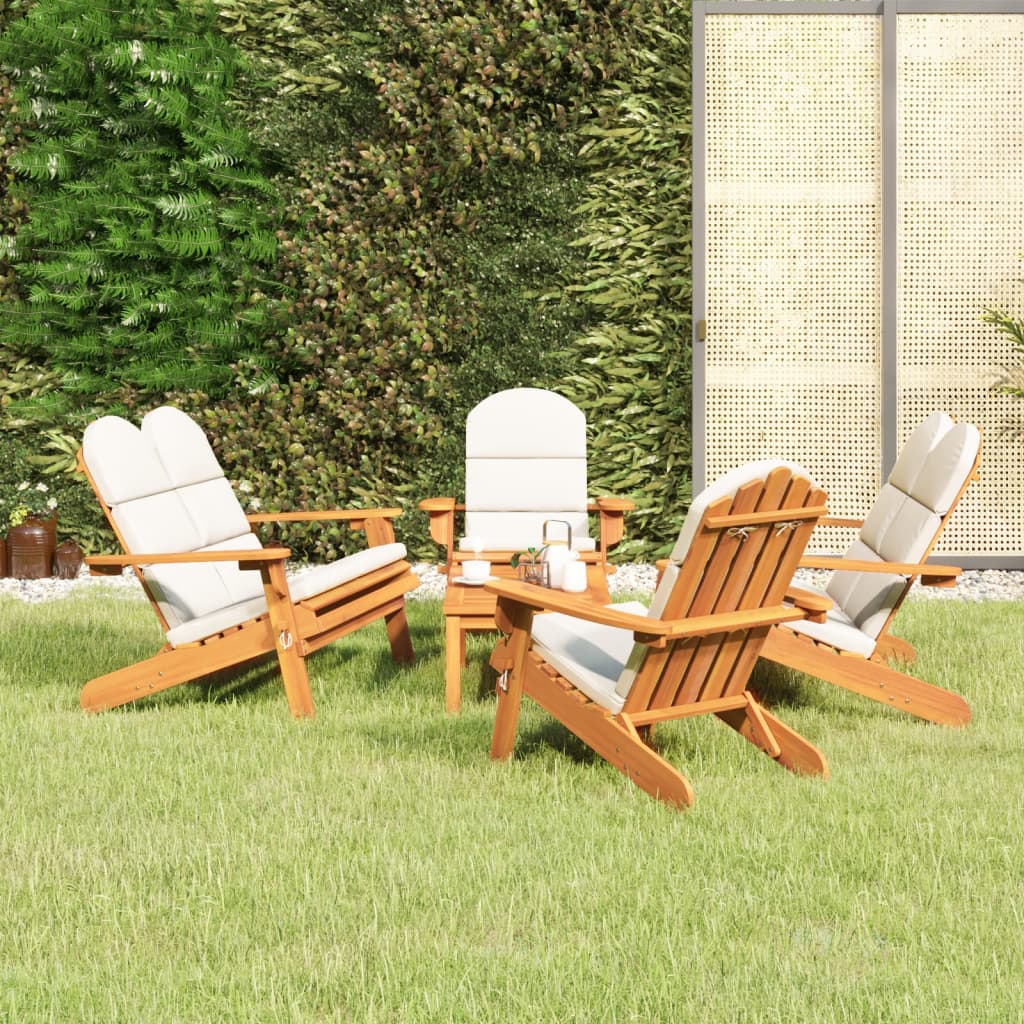 vidaXL 4-delige Loungeset Adirondack massief acaciahout