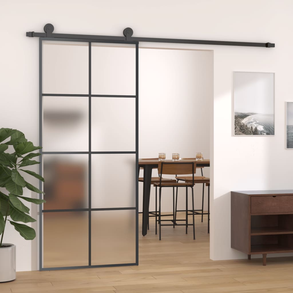 vidaXL Schuifdeur met beslag 76x205 cm ESG-glas en aluminium