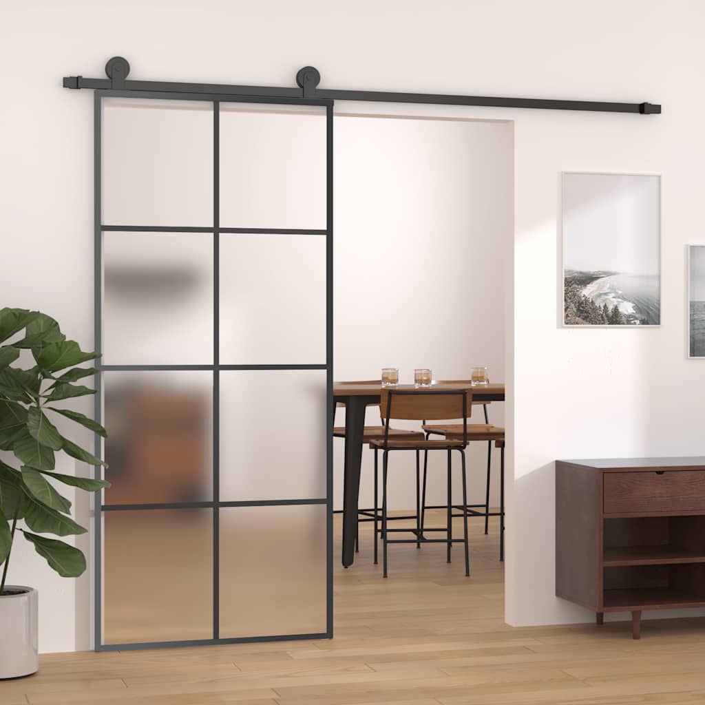 vidaXL Schuifdeur met beslag 76x205 cm ESG-glas en aluminium