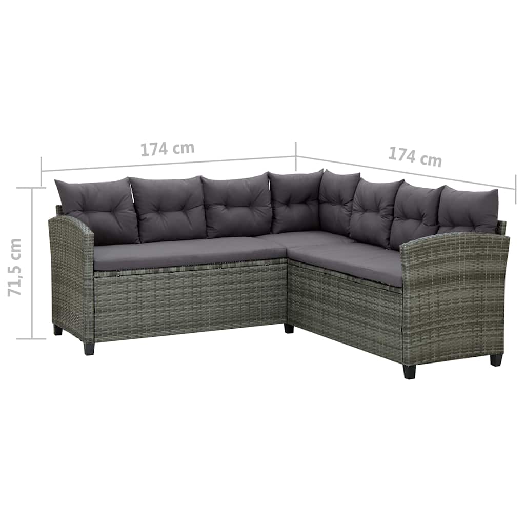 vidaXL 6-Piece Lounge Set with Cushions Poly Rattan Black