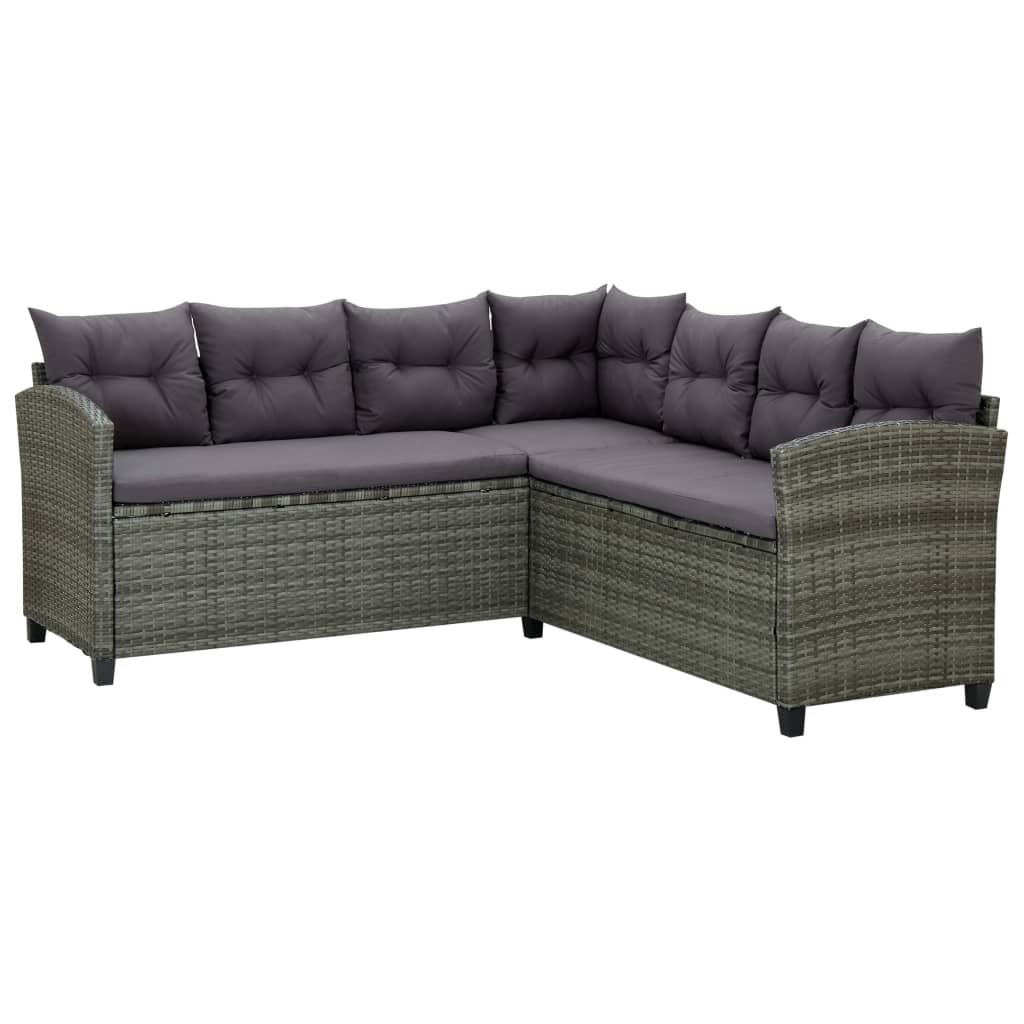 vidaXL 6-Piece Lounge Set with Cushions Poly Rattan Black