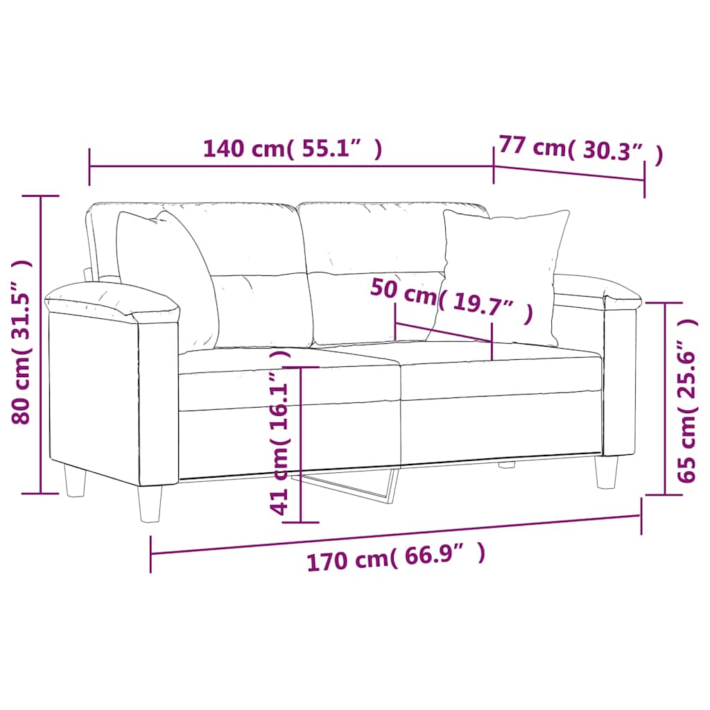 vidaXL Driezitsbank met kussens 210 cm microvezelstof donkergrijs