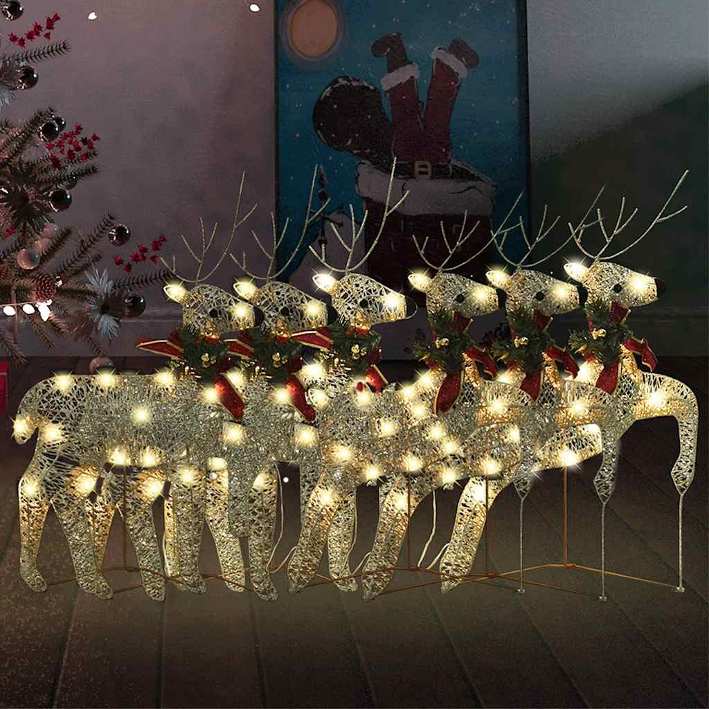 vidaXL Christmas Reindeer 4 pcs 80 LEDs Gold