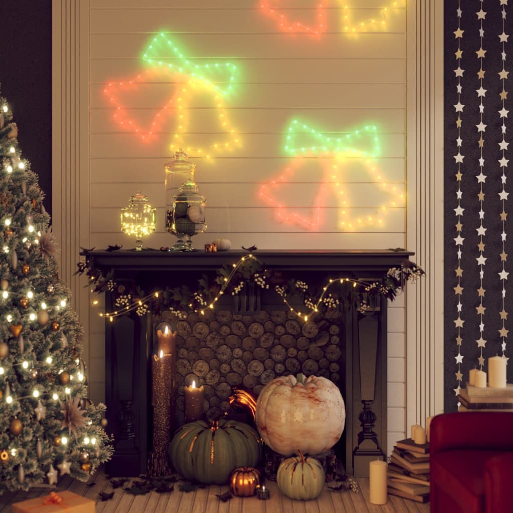 vidaXL Christmas figurines bells with 72 LEDs 2 pcs 50x56 cm