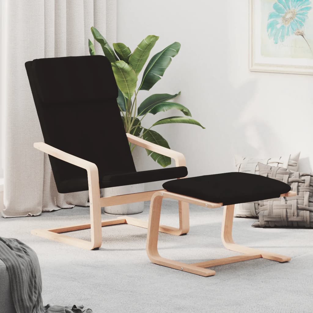 vidaXL Relaxstoel met voetenbank stof crèmekleurig