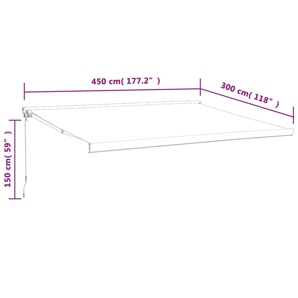 vidaXL Luifel uittrekbaar 3,5x2,5 m stof en aluminium blauw en wit