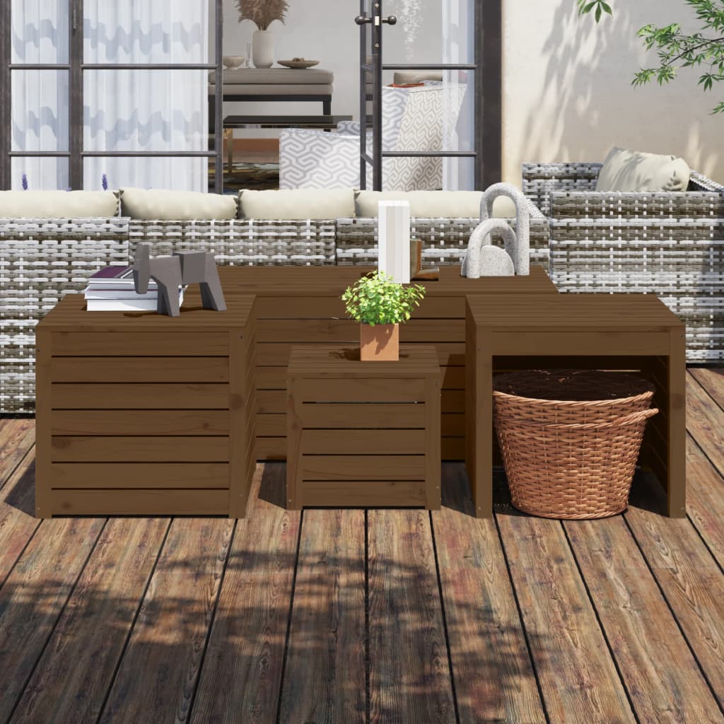 vidaXL 4-delige Tuinboxset massief grenenhout