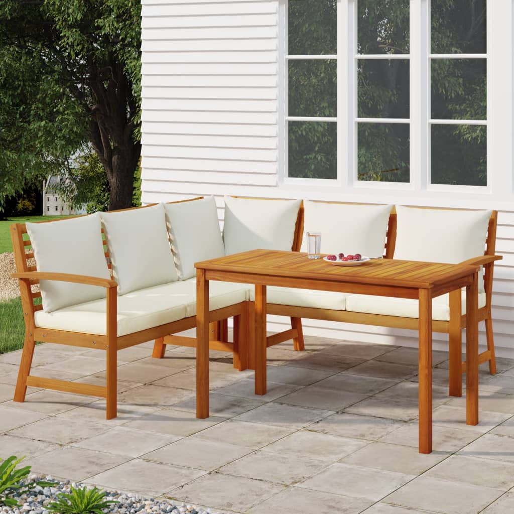 vidaXL 4-Piece Garden Lounge Set with Cushions Solid Acacia Wood