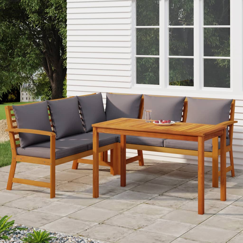 vidaXL 4-Piece Garden Lounge Set with Cushions Solid Acacia Wood