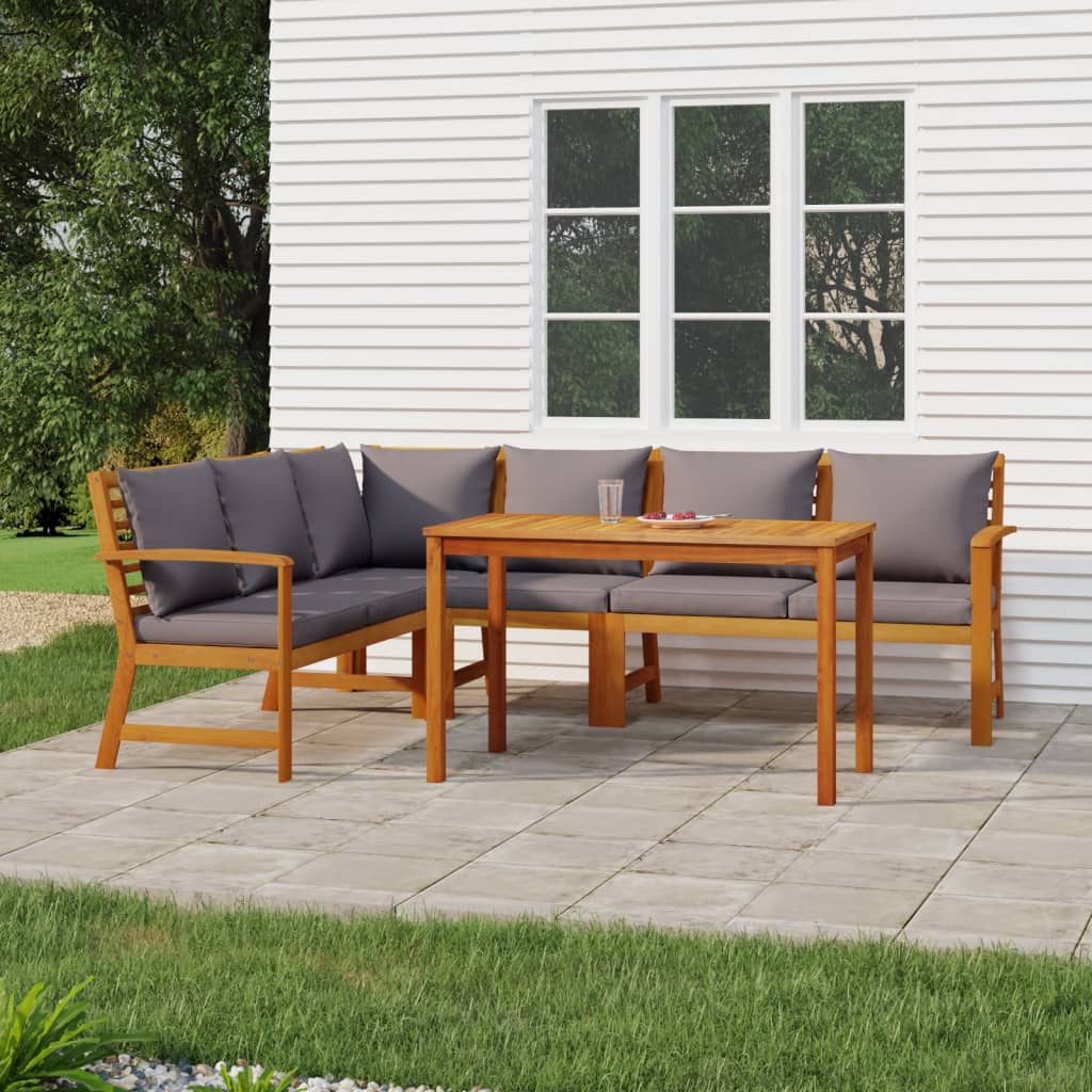 vidaXL 4-Piece Garden Lounge Set with Cushions Solid Acacia Wood