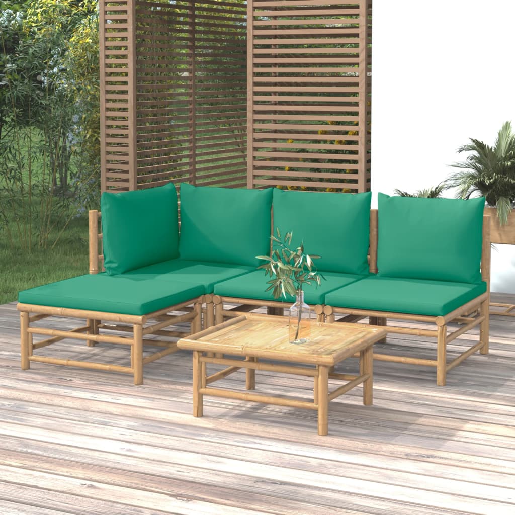 vidaXL 6-delige Loungeset met kussens bamboe lichtgrijs