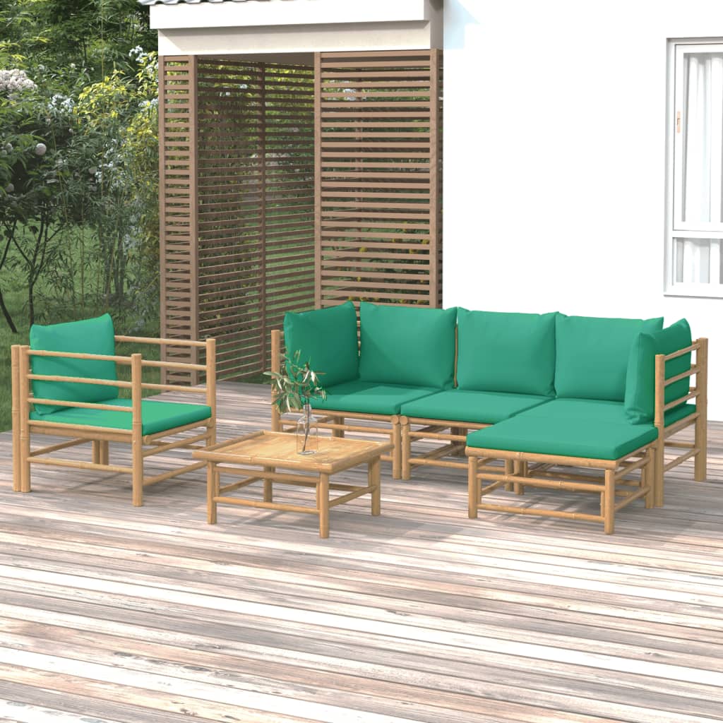 vidaXL 6-delige Loungeset met kussens bamboe lichtgrijs