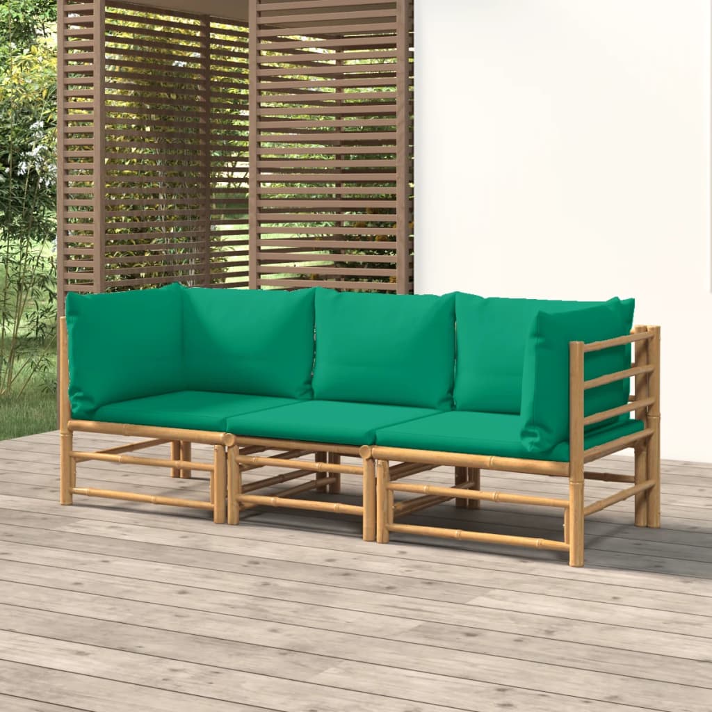 vidaXL 6-delige Loungeset met kussens bamboe lichtgrijs
