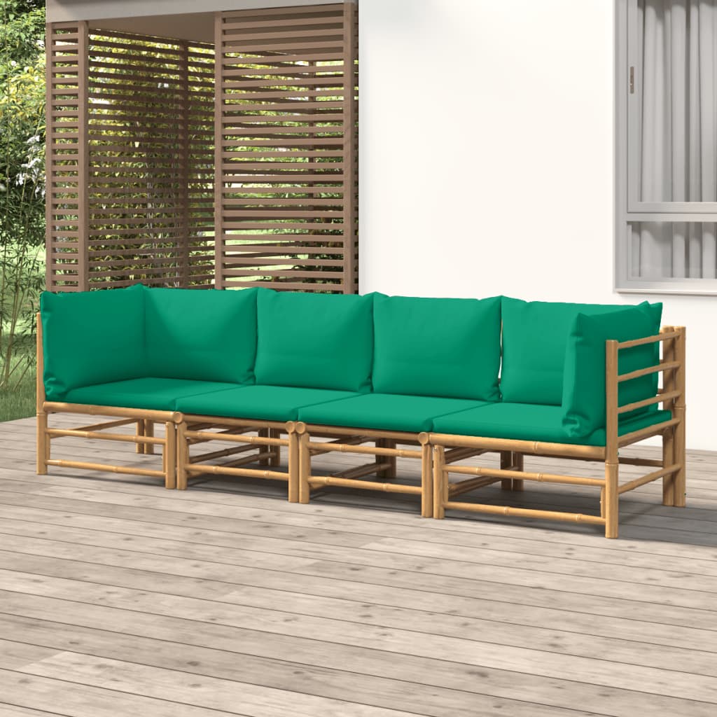 vidaXL 6-delige Loungeset met kussens bamboe lichtgrijs