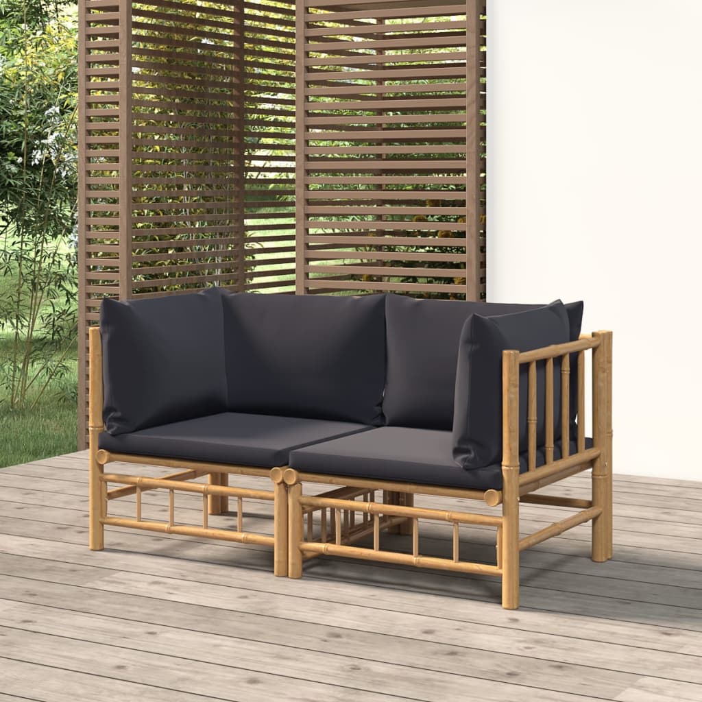 vidaXL 6-Piece Lounge Set with Cushions Bamboo Cream White