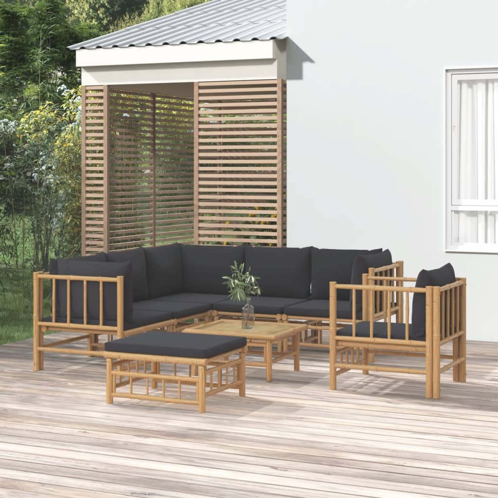 vidaXL 6-Piece Lounge Set with Cushions Bamboo Cream White