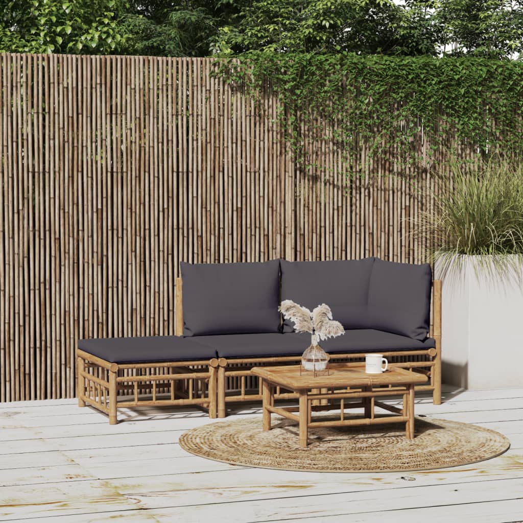 vidaXL 6-Piece Lounge Set with Cushions Bamboo Cream White