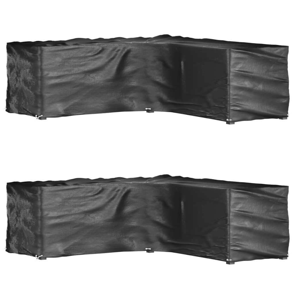 vidaXL Tuinmeubelhoezen 2 st L-vormig 12 oogjes 250x250x90 cm