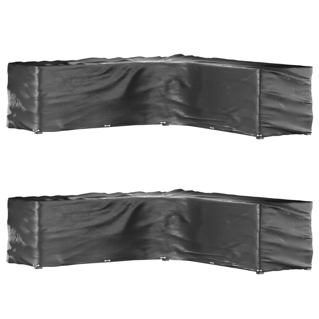 vidaXL Tuinmeubelhoezen 2 st L-vormig 12 oogjes 250x250x90 cm