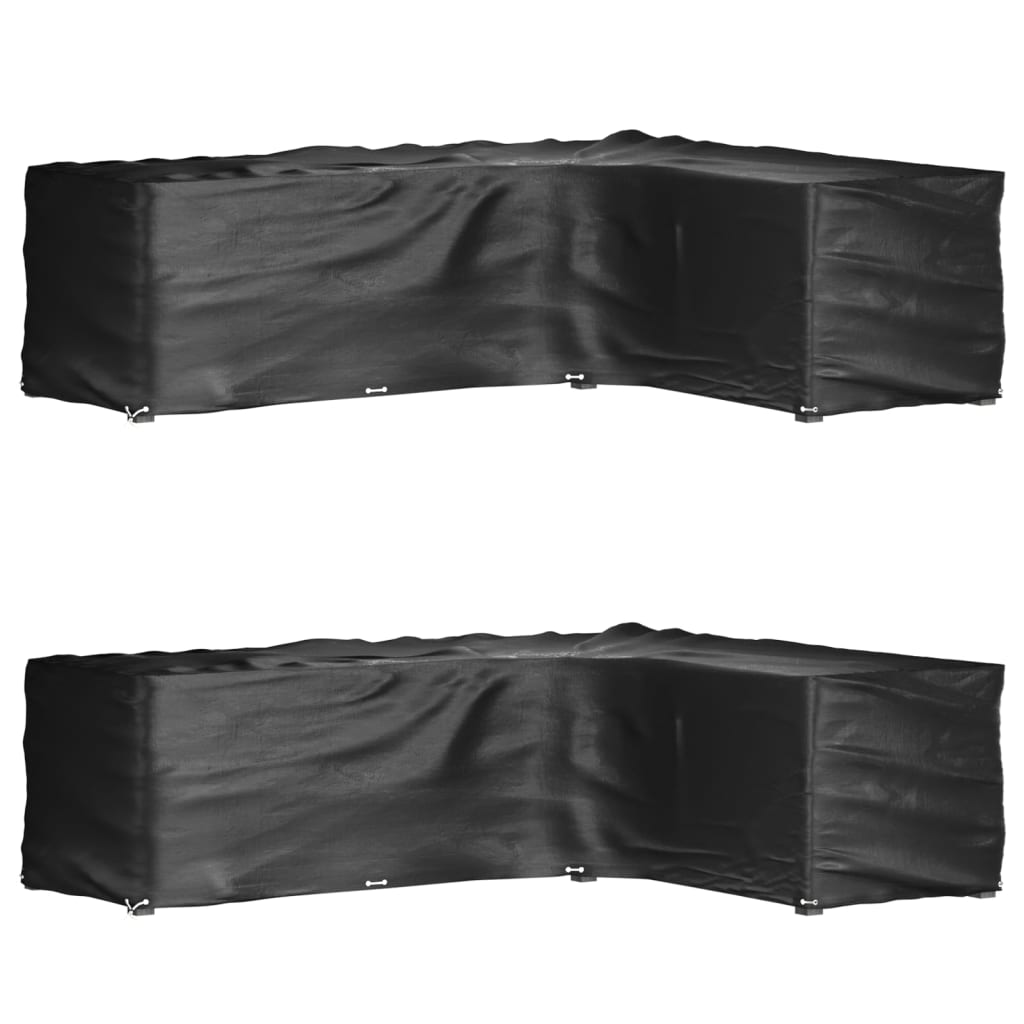 vidaXL Tuinmeubelhoezen 2 st L-vormig 12 oogjes 250x250x90 cm
