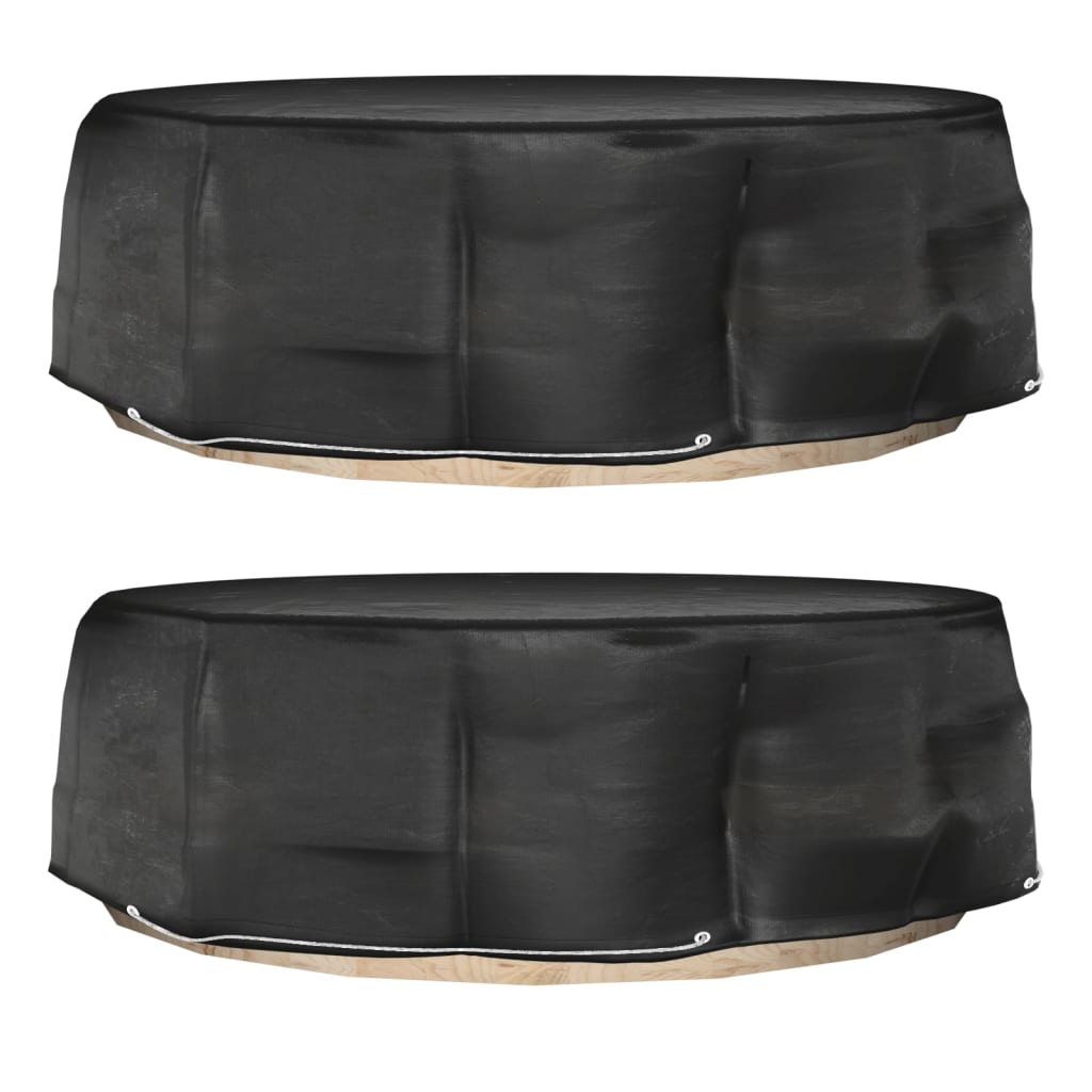 vidaXL Tuinmeubelhoezen voor loungebed 2 st 8 oogjes rond Ø188x50 cm