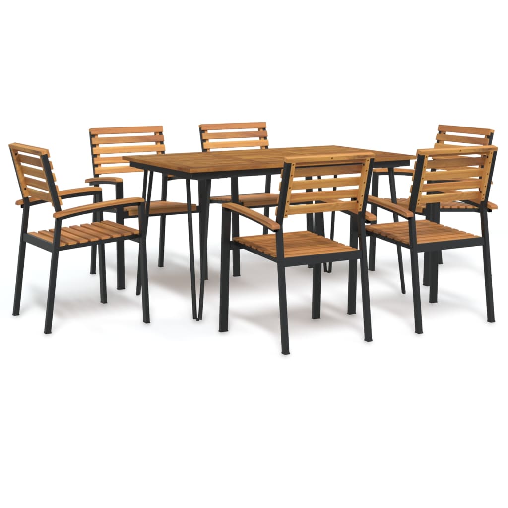 vidaXL 5-piece Garden Dining Set Solid Acacia Wood and Metal
