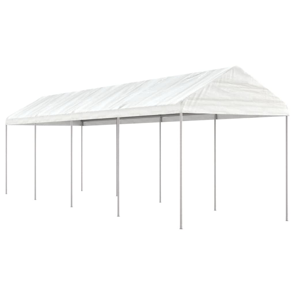 vidaXL Prieel met dak 4,46x2,28x2,69 m polyetheen wit