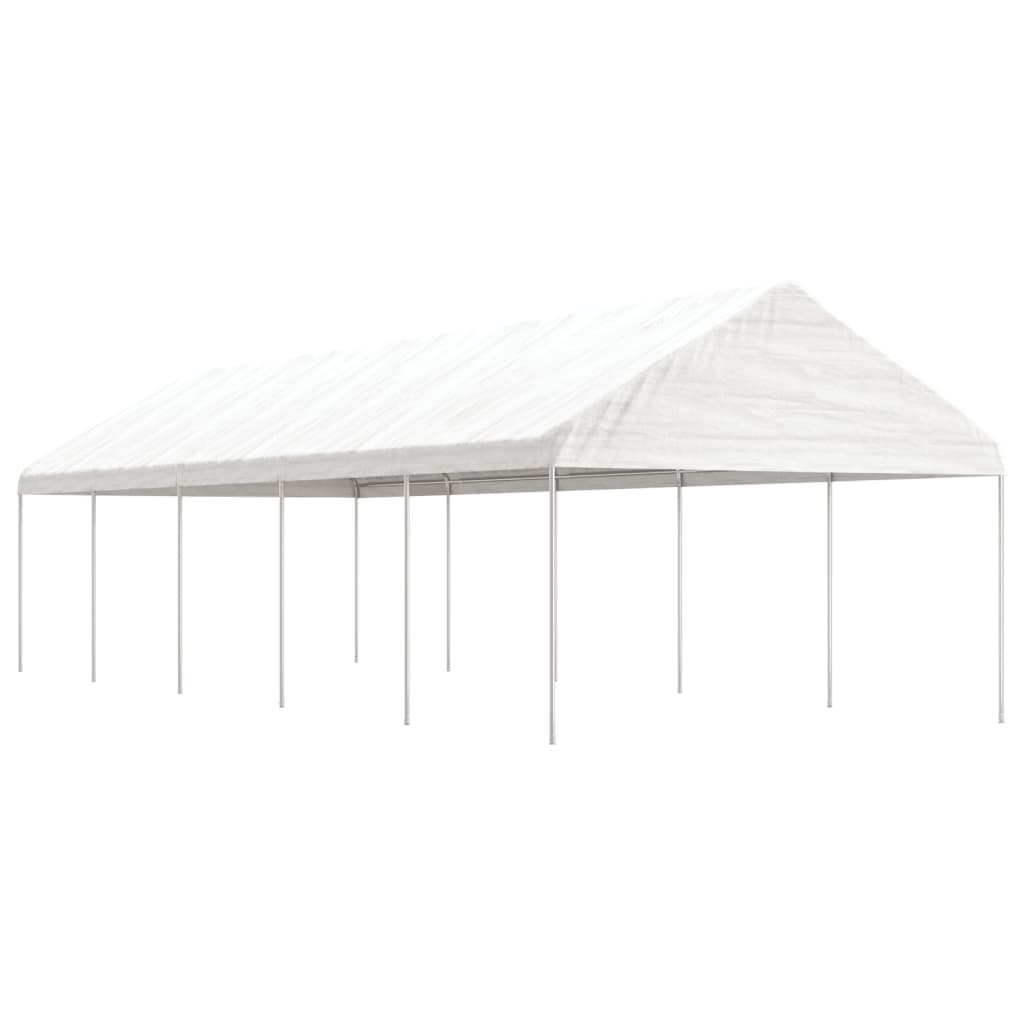 vidaXL Prieel met dak 4,46x4,08x3,22 m polyetheen wit